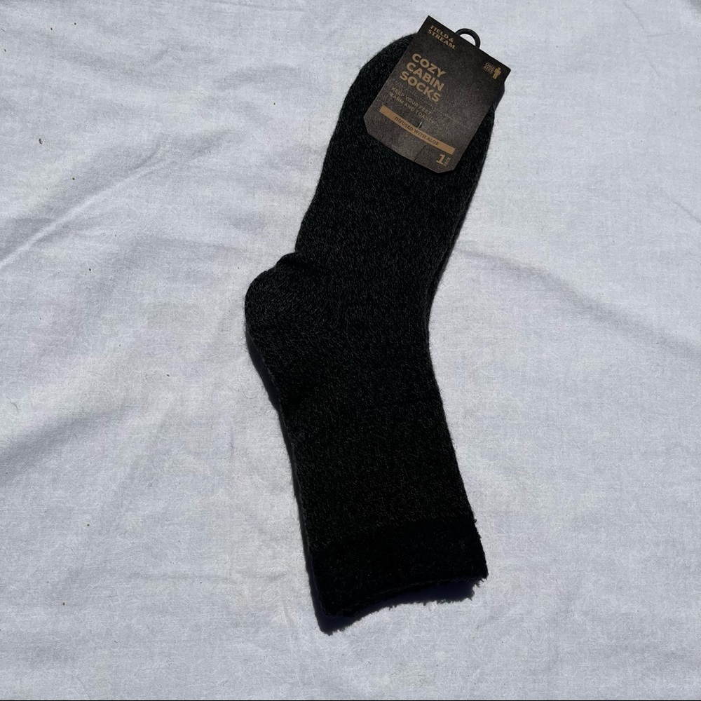 Cozy Cabin Dark Gray Fuzzy Sock - Single Pair